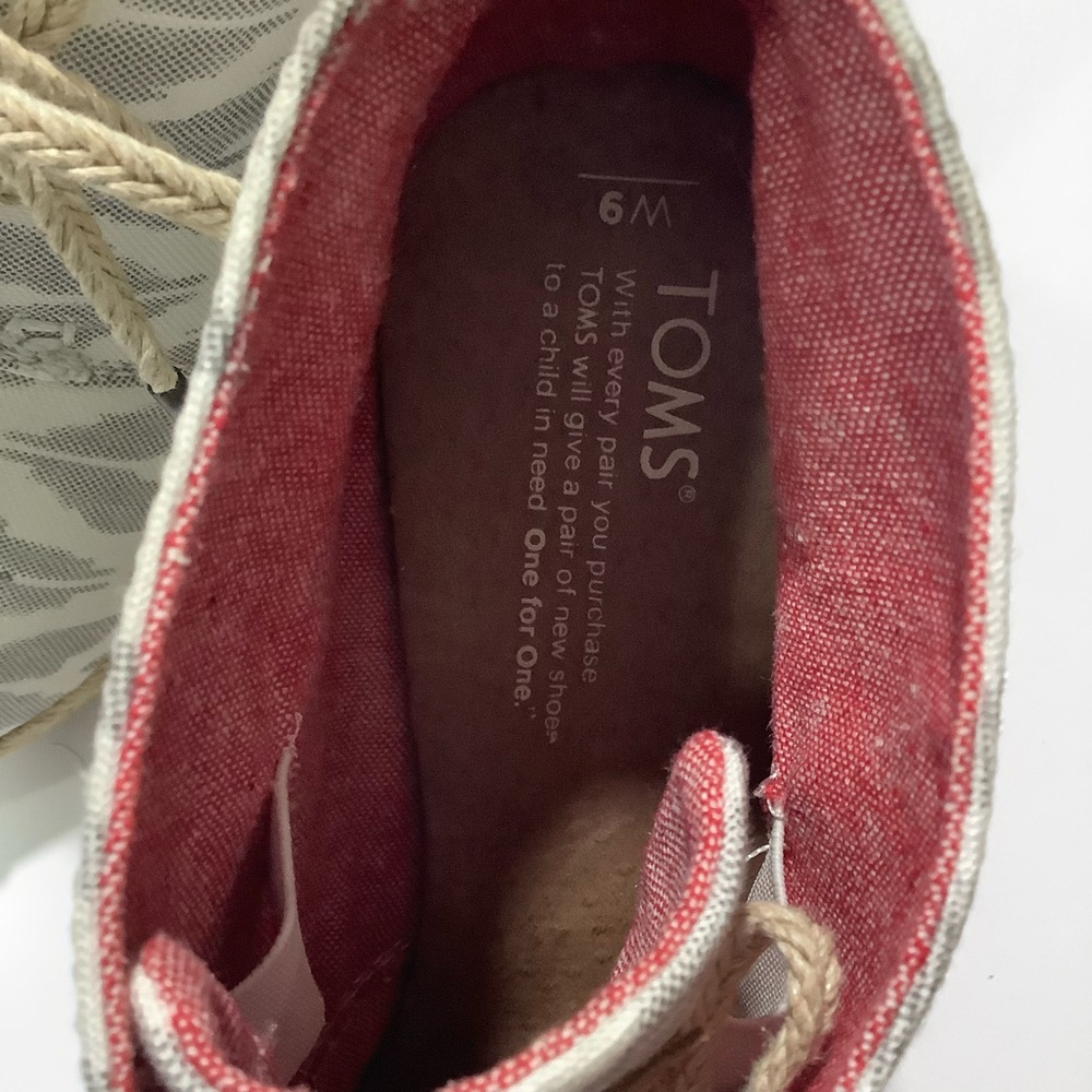 Tom’s Rattan Lace Up Wedge White Grey - Picture 6 of 6